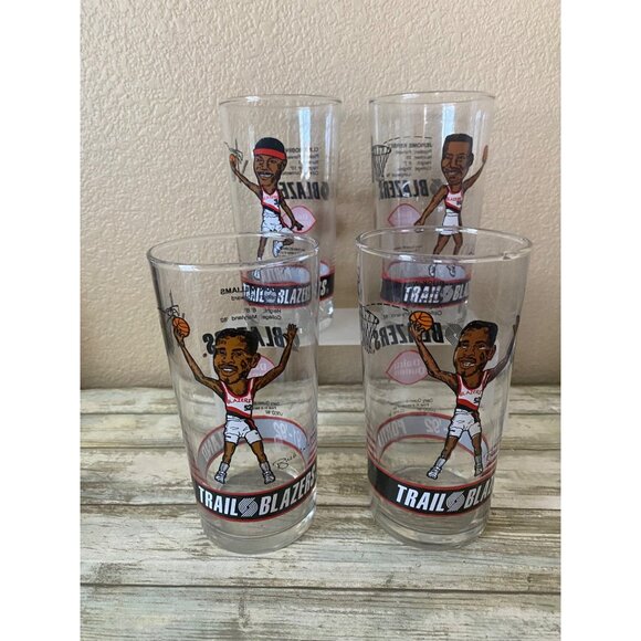 NBA Portland Trail Blazers '91-'92 Dairy Queen Collection Fan Glasses Set of 4 - Picture 1 of 12